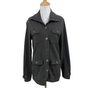 Lucy Jacket Women S Small Gray Button Up Stretch Long Sleeve Utility Pocket